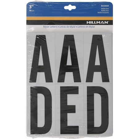 Hillman HILLMAN 3 in. Reflective Black Vinyl Self-Adhesive Letter Set A-Z 54 pc, PK6 843444